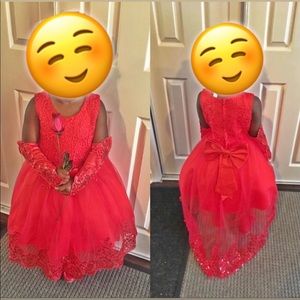 Girl’s Party Dress with Fingerless Princess Gloves